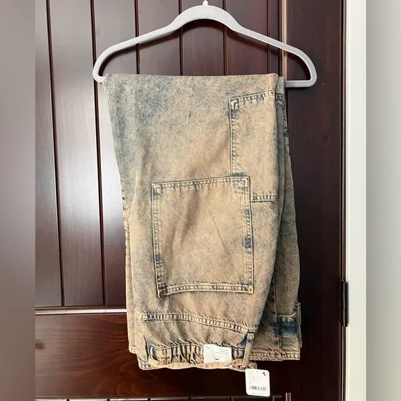 NWT FREE PEOPLE WE THE FREE Crvy Outlaw Wide Leg Jeans MEMPHIS MUD XL - Picture 7 of 9